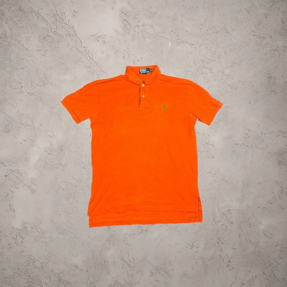 Polo Ralph Lauren Orange Pique Cotton Short Sleeve Polo Shirt Mens Large Y2K